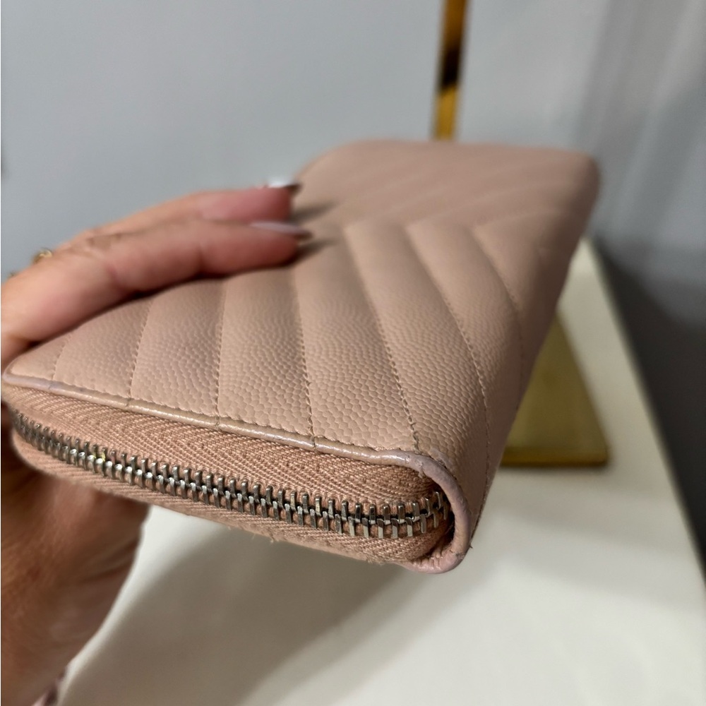 Yves Saint Laurent Blush Caviar Leather Zip Around Wallet - Picture 9 of 9
